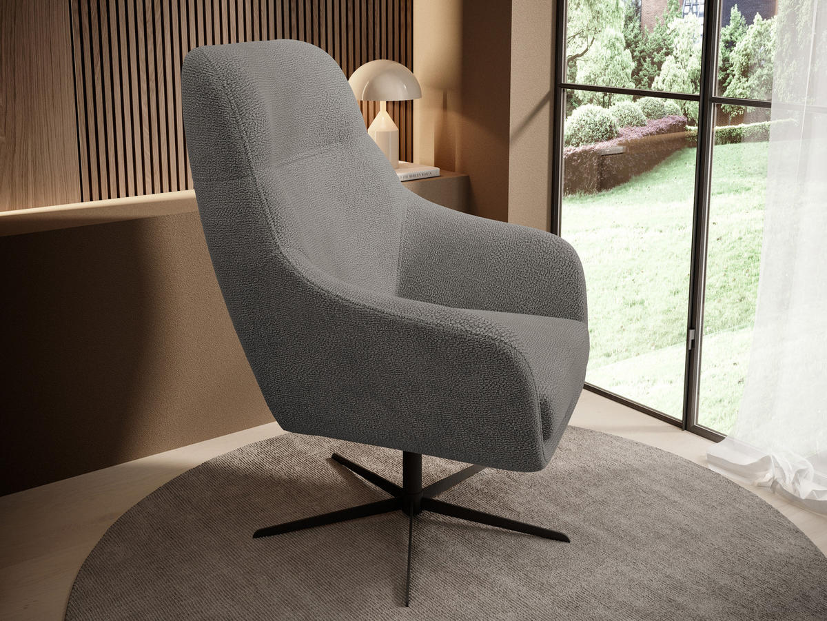 RELAXSESSEL Collection Drehstuhl CUBO – komfortabel, drehbar, modernes Design, 76x97x76 cm, Farbe - Schwarz/Grau, Holz/Textil (76/97/76cm) - DomoHome