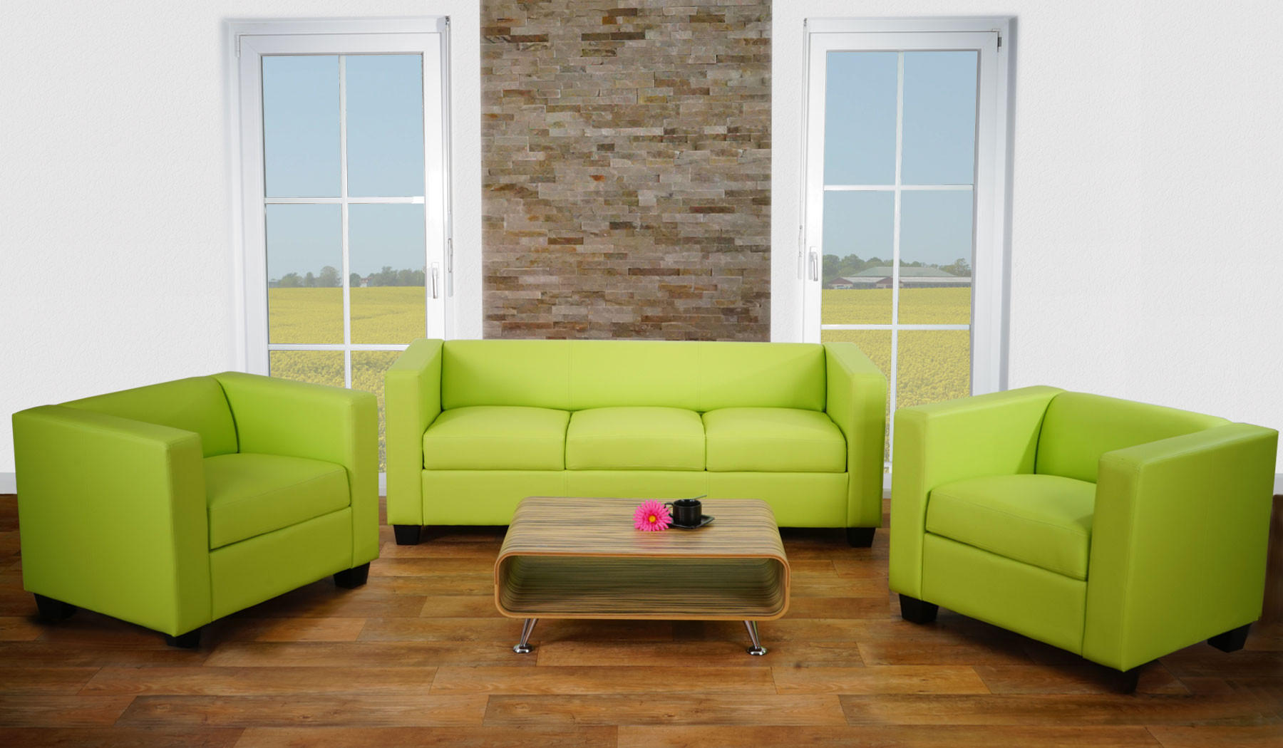 SOFAGARNITUR Hellgrün - Hellgrün, Textil (450/70/200cm) - MCW