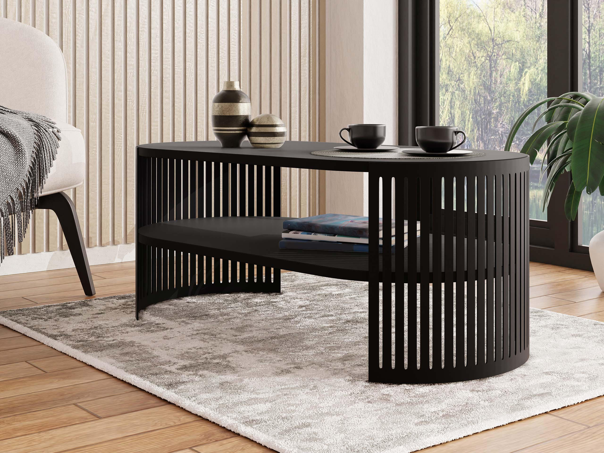 COUCHSITCH Fikoli Oval I - Schwarz, Holzwerkstoff/Metall (100/50/40cm) - MIRJAN24