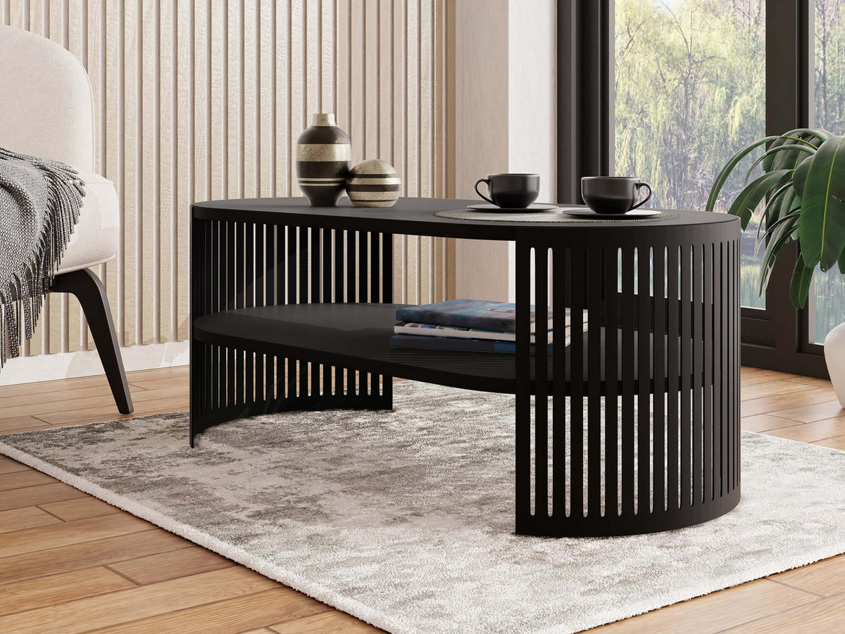 COUCHSITCH Fikoli Oval I - Schwarz, Holzwerkstoff/Metall (100/50/40cm) - MIRJAN24