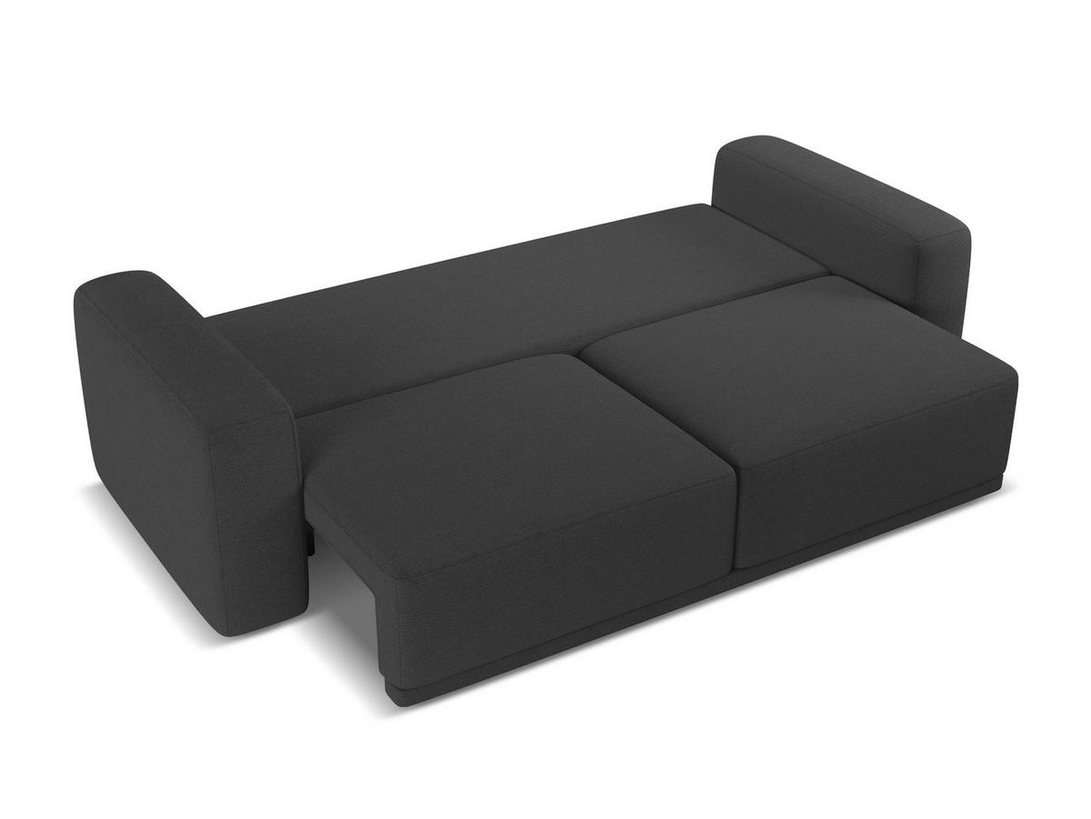 3-SITZER SOFA mit Schlaffunktion Chenille Stoff Schwarz - Anthrazit/Schwarz, Kunststoff/Textil (242/91/100cm) - Makamii