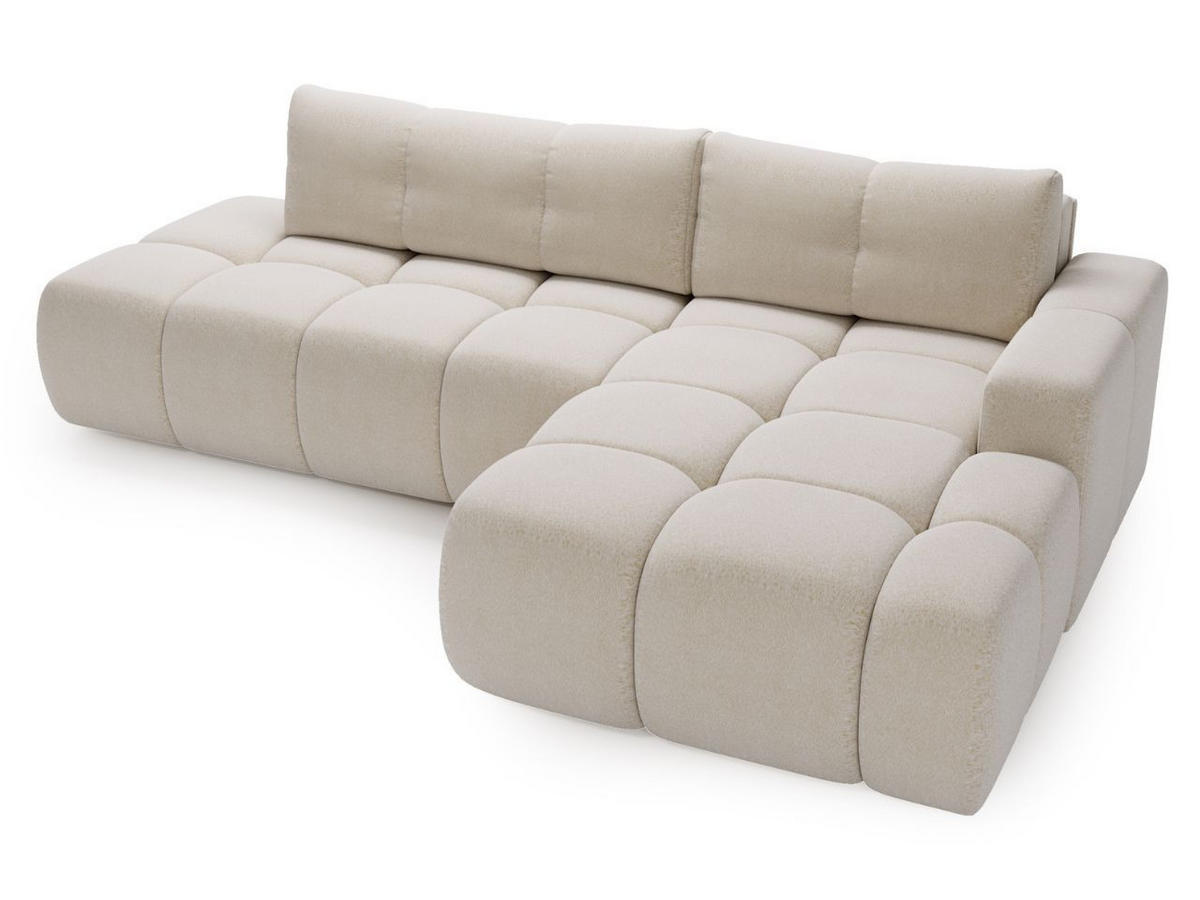 ECKSOFA Montero Bouclé-Stoff Creme Rechts - Creme, Holz/Textil (280/177cm) - Graingold