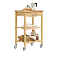 KÜCHENWAGEN mit Schublade und Rollen 58x40x86 cm FKW135-N - Naturfarben, Holz (58/86/40cm) - SoBuy