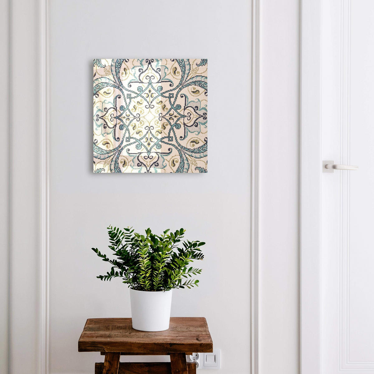 SCHLÜSSELBOX Schwarz 30x30 cm- Türöffnung nach rechts - Türkisfarbener Schmuck - Beige, Metall (30/30/5cm) - TULUP