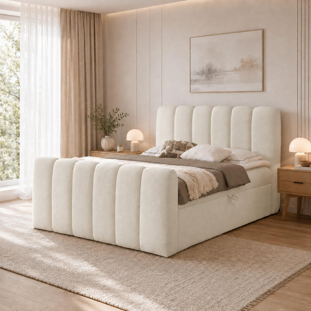 BOXBETT mit Topper und Stauraum 120x200 cm in Beige - Beige, Textil (120/200cm) - Home Collective