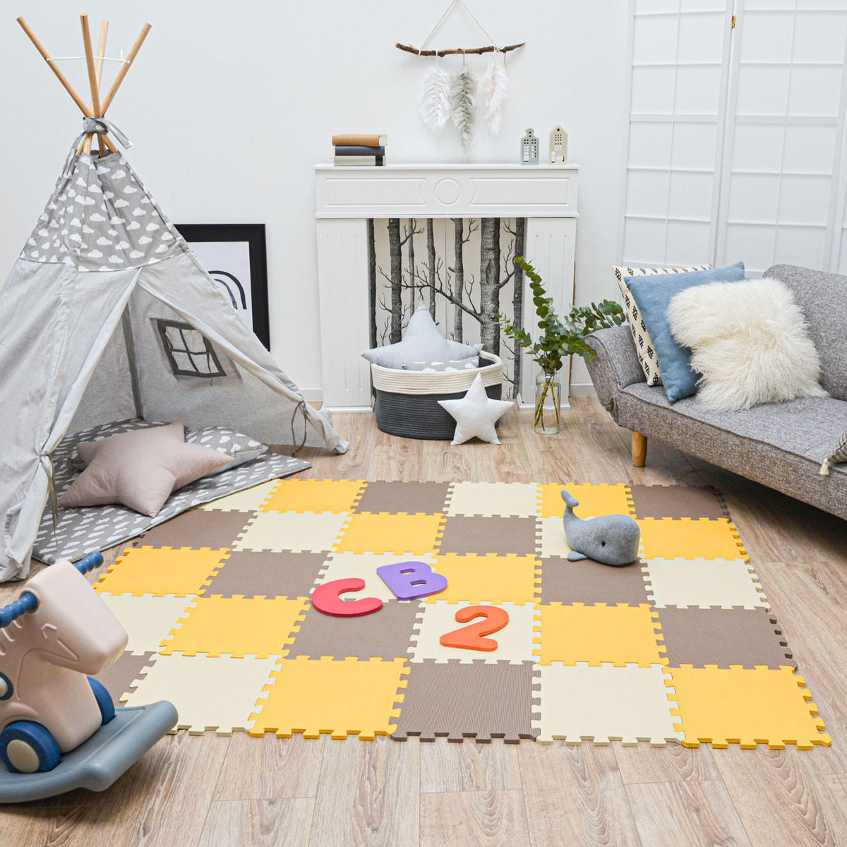 SPIELMATTE ab Null - 270/90 cm Puzzlematte Beige - Multicolor, Kunststoff (30/30cm) - Littletom