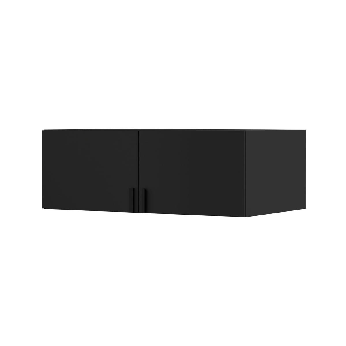 AUFSATZ für Schrank Napoli 2D 100 Schwarz (schwarzer oder goldener Griff) - Silberfarben/Schwarz, Holzwerkstoff/Kunststoff (100/35/60cm) - mzm24