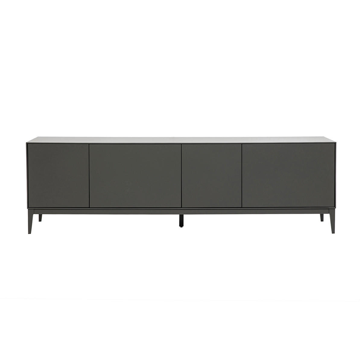 TV-MÖBEL in glänzendem Grau mit Aufbewahrung L180 cm GRAY - Grau, Kunststoff (42/43.7/180cm) - Miliboo