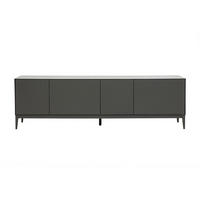 TV-MÖBEL in glänzendem Grau mit Aufbewahrung L180 cm GRAY - Grau, Kunststoff (42/43.7/180cm) - Miliboo