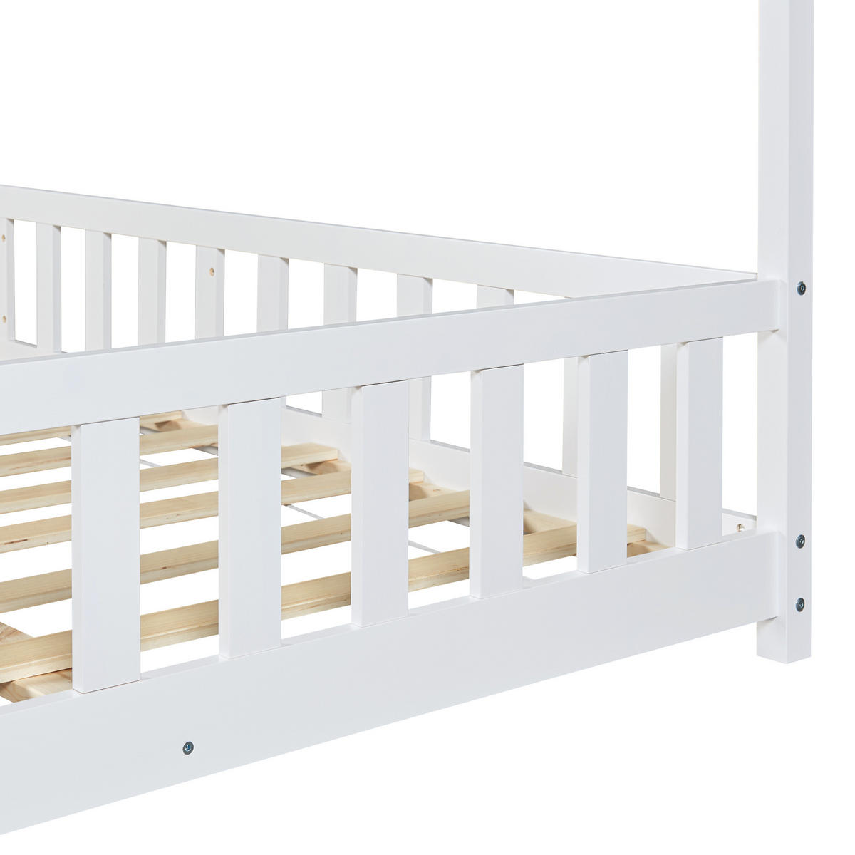 HAUSBETT Hesel mit Matratze - Weiß, Holz/Textil (140/200cm) - [en.casa]