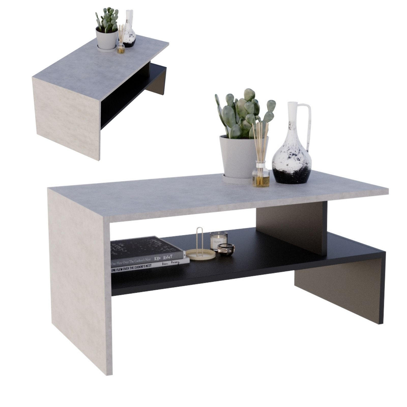 COUCHTISCH Jula_SK 50/45/93 - Schwarz/Grau, Holzwerkstoff (93/50/45cm) - RAUMHIRSCH FURNITURE