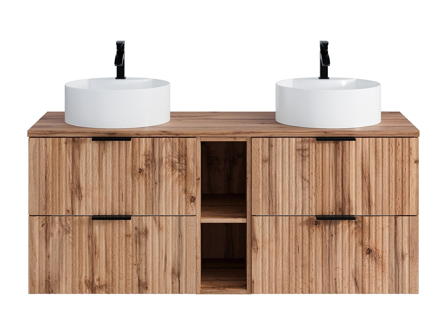 DOPPELWASCHTISCH - 140 cm x 46 cm - Holz, Platte - Naturfarben Hell - ZEVARA - Naturfarben, Holz (140/57/46cm) - Vente-Unique