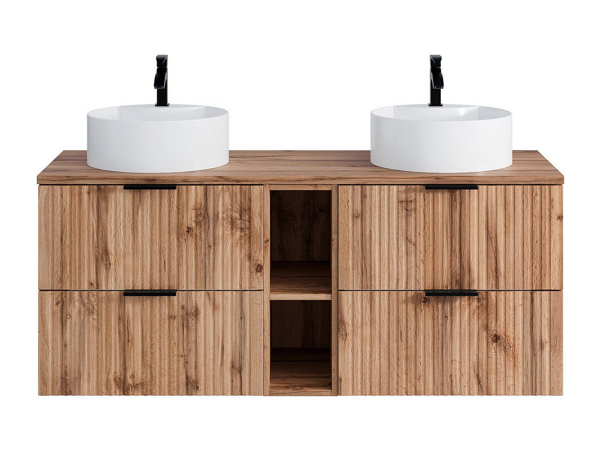 DOPPELWASCHTISCH - 140cm x 46cm - MDF - naturfarben hell - ZEVARA - Naturfarben, Holz (140/57/46cm) - Vente-Unique