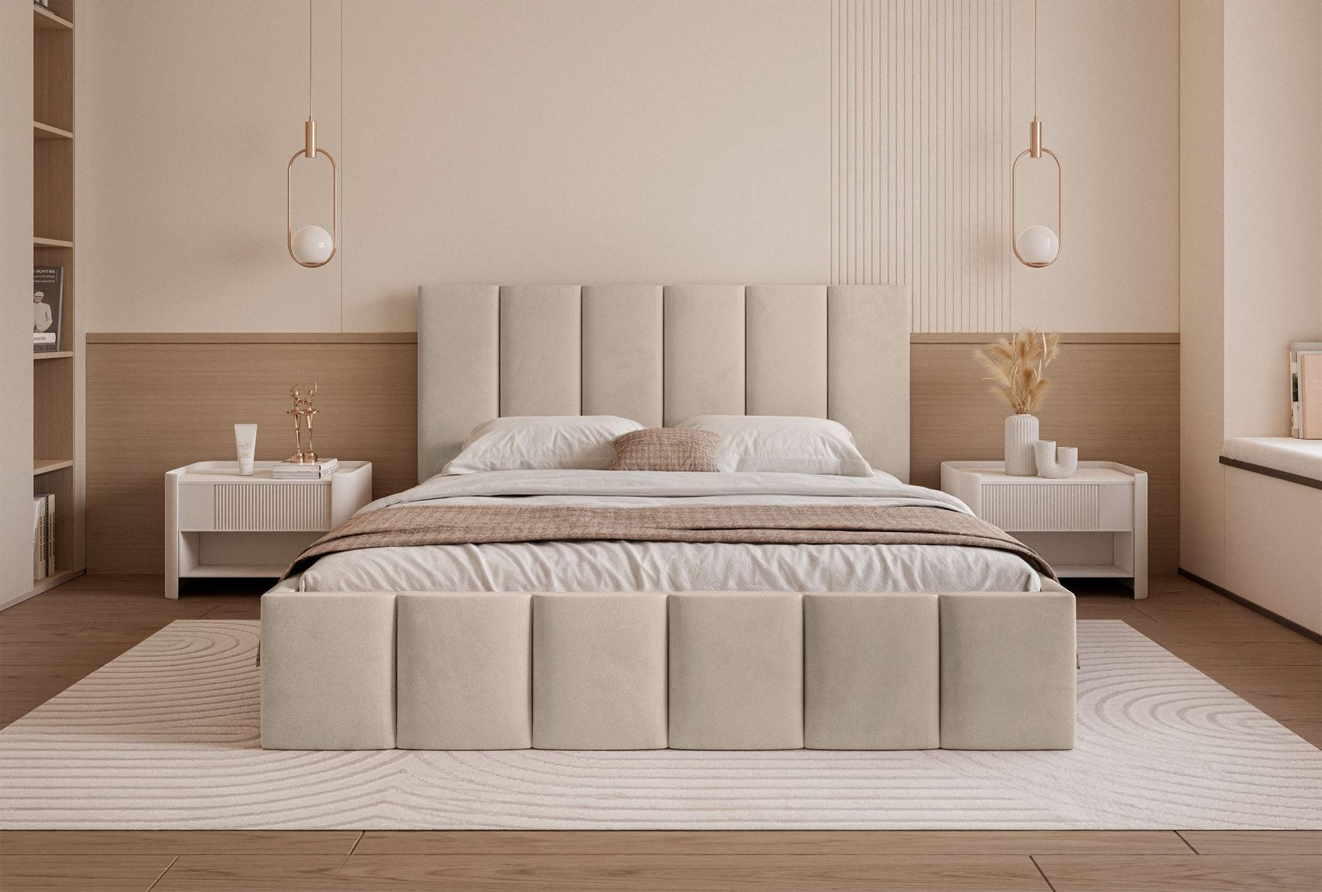 POLSTERBETT Sarafino Beige Samt 180x200 cm - Beige, Textil (180/200cm) - Selsey