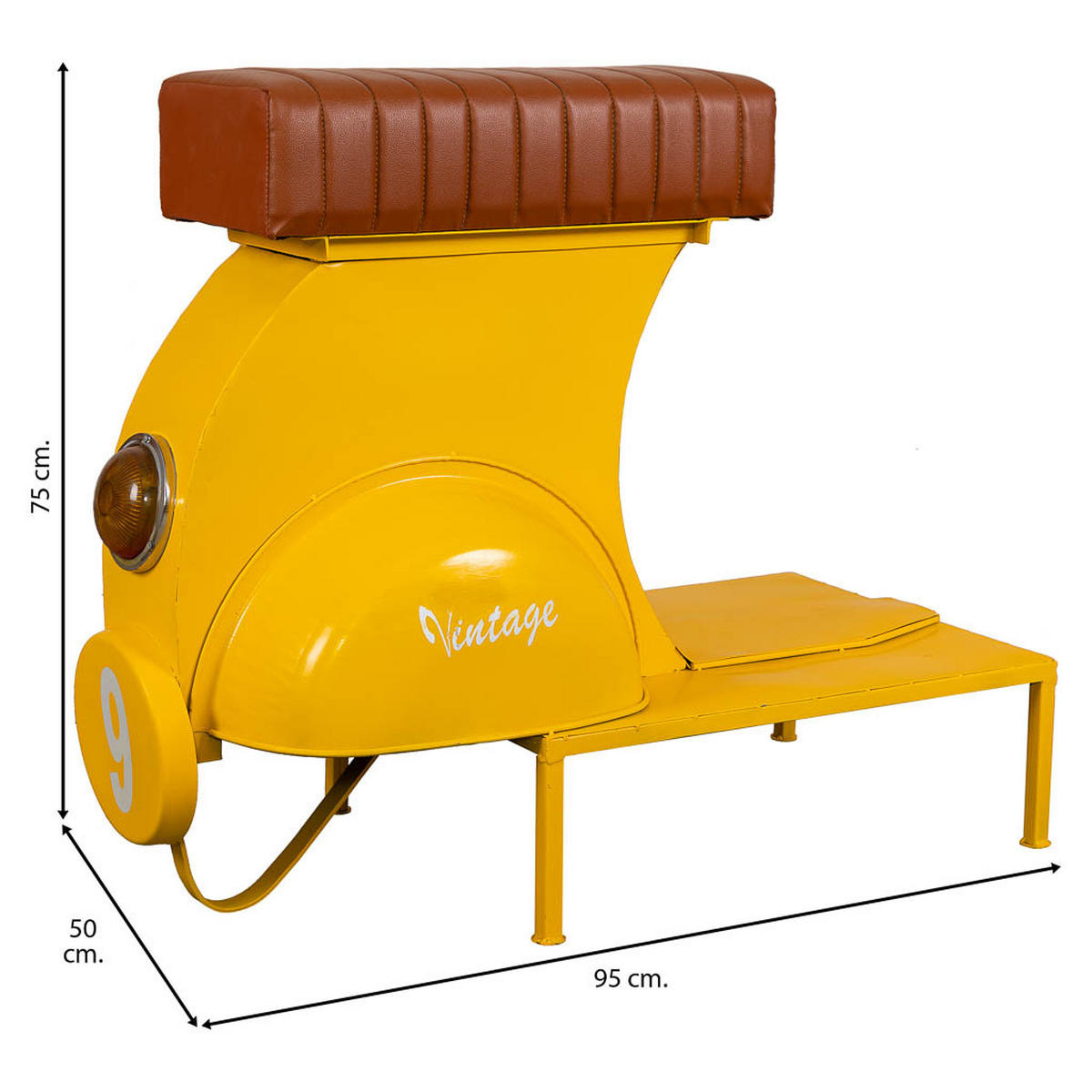 HOCKER aus Metall, gelb, 95x50x75cm - Gelb, Metall (95/75/50cm) - Wanderlust