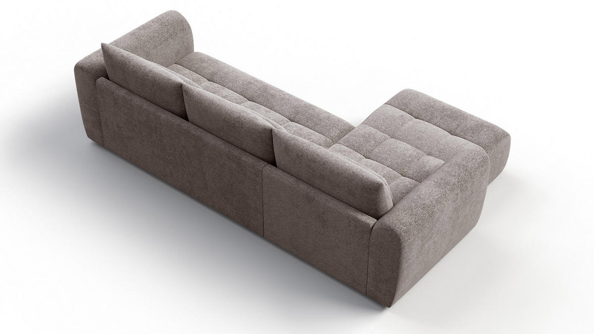 ECKSOFA SORENO 4-Sitzer, dunkelbeige - Beige/Schwarz, Holz/Textil (293/171cm) - Courtois Laville
