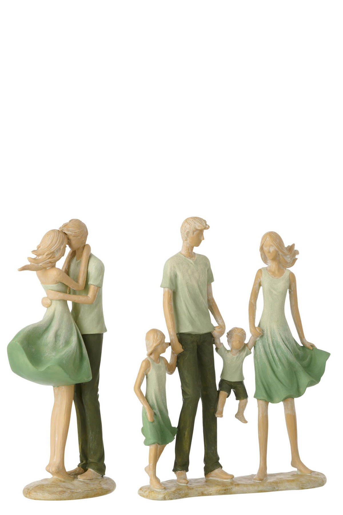 FIGUR FAMILIE 2 KINDER - Grün, Glas/Naturmaterialien (6/25/21cm) - J-Line