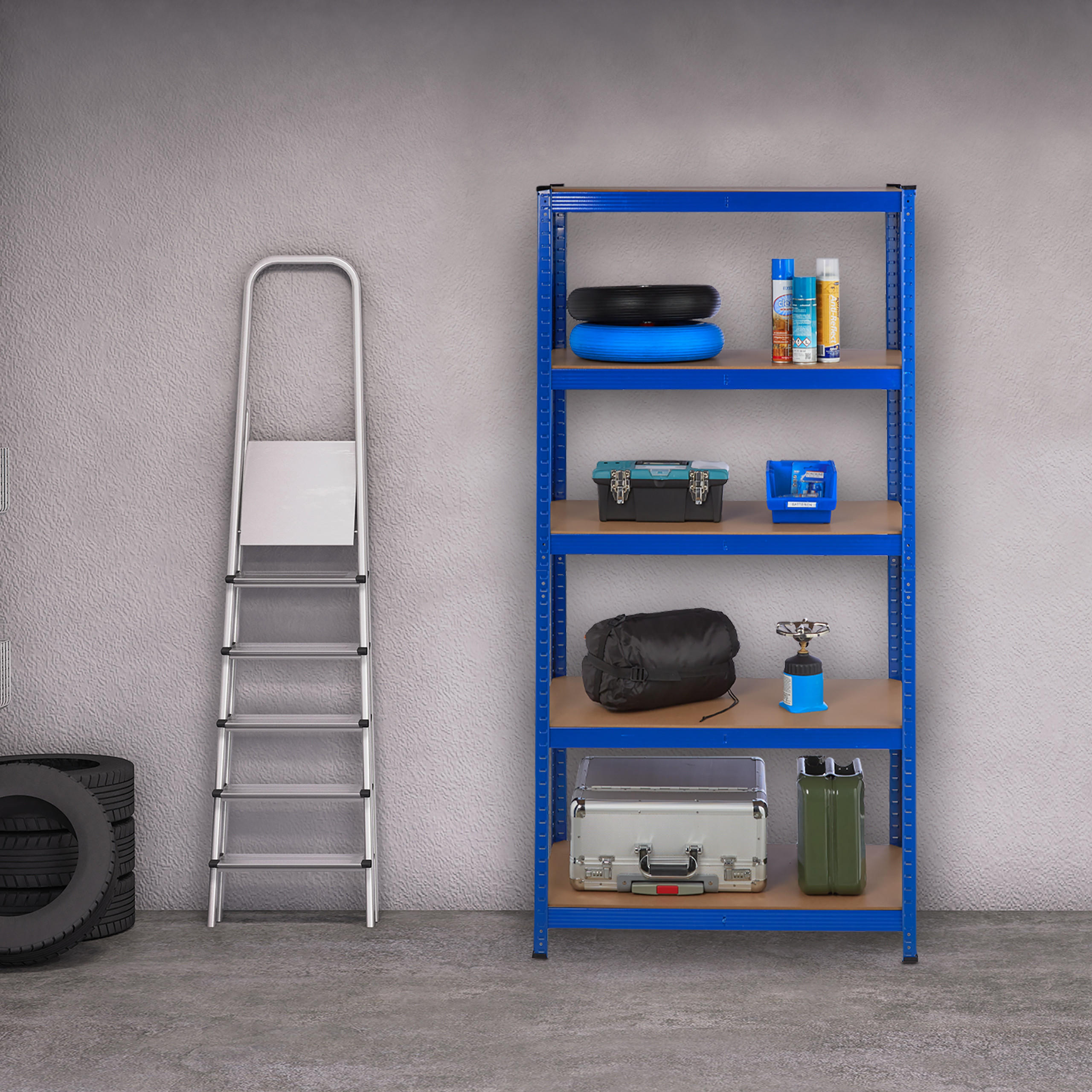 SCHWERLASTREGAL - Multicolor, Holzwerkstoff/Kunststoff (90/180/45cm) - Relaxdays