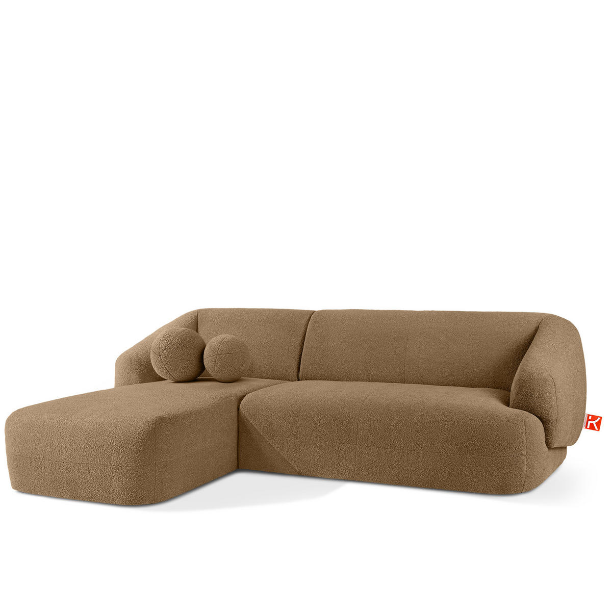 ECKSOFA LINKS VIRA, Dunkelbeige, Bouclé - Schwarz/Braun, Holz/Holzwerkstoff (300/160cm) - KONSIMO®