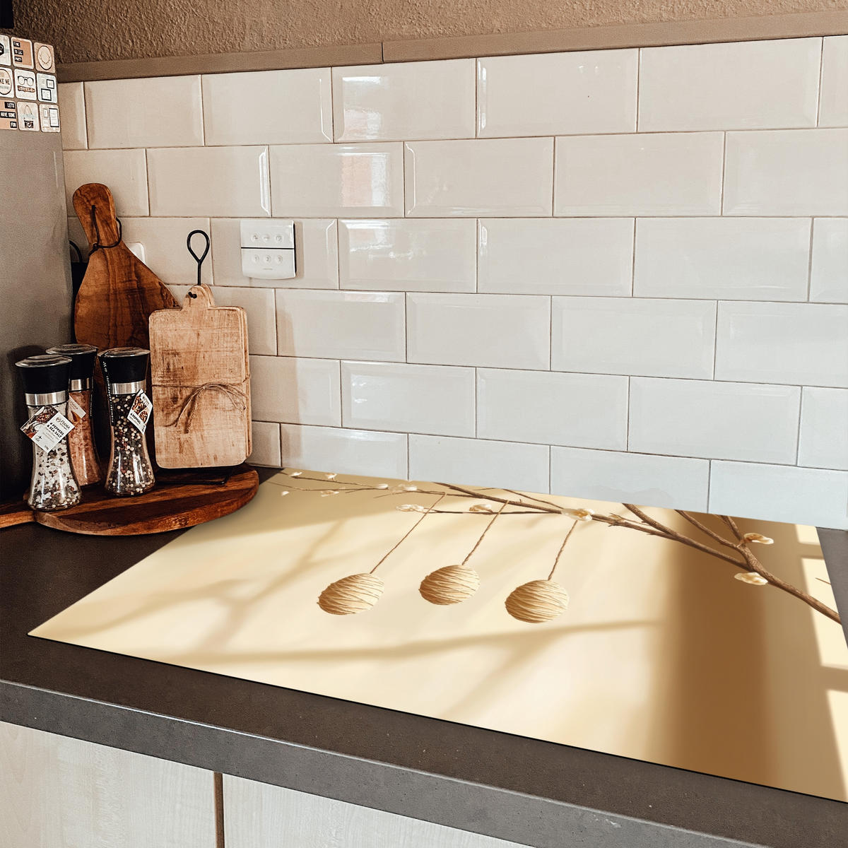 HERDABDECKPLATTE Beige - Osterkuchen - Eier Induktionsschutz 81.6x52.7 cm - Beige, Kunststoff (81.6/52.7/0.2cm) - MuchoWow