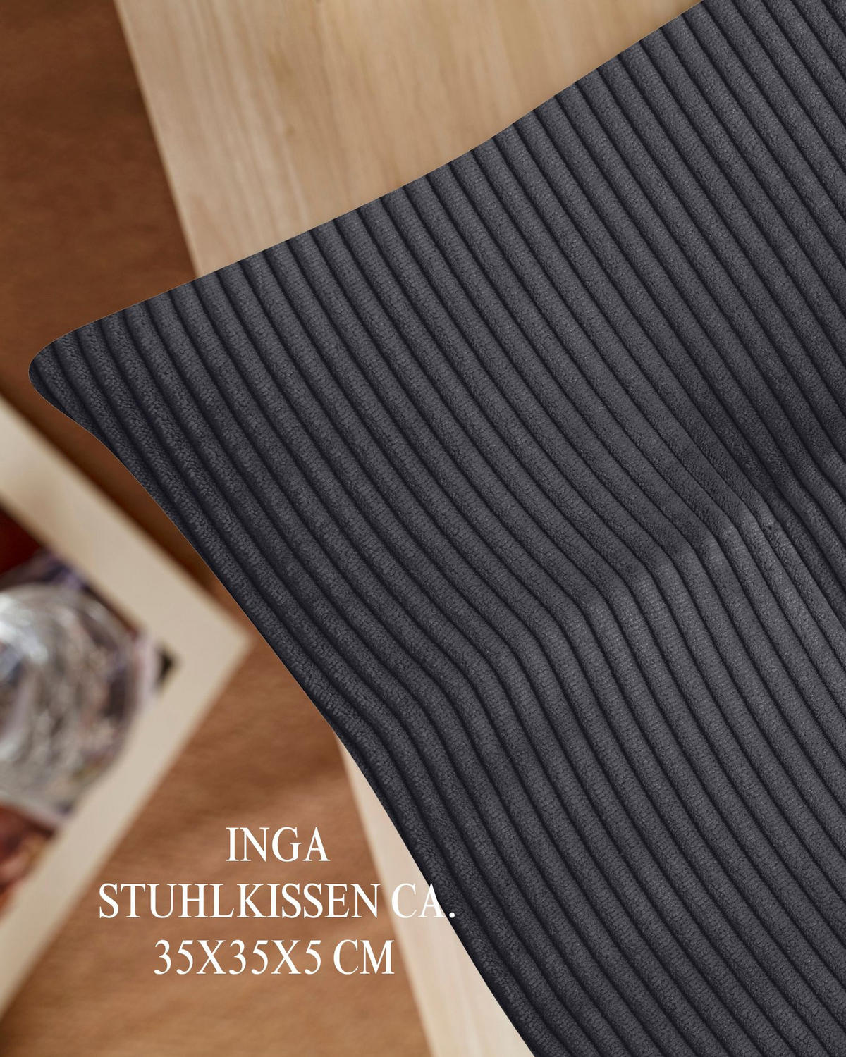 STUHLKISSEN 2er Set Inga - Anthrazit, Textil (35/35/5cm) - Magma Heimtexx