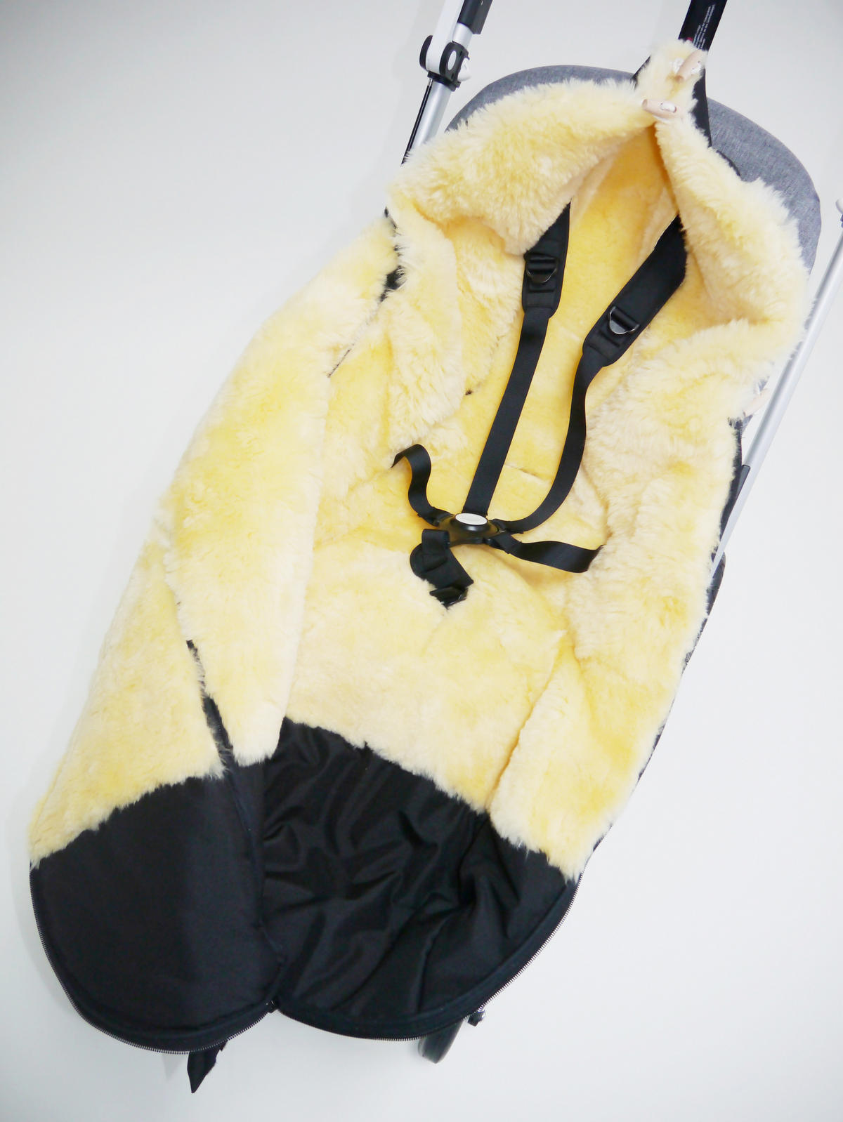 LAMMFELL-FUSSSACK Allex, black - Schwarz, Fell (48/105cm) - Kaiserbaby