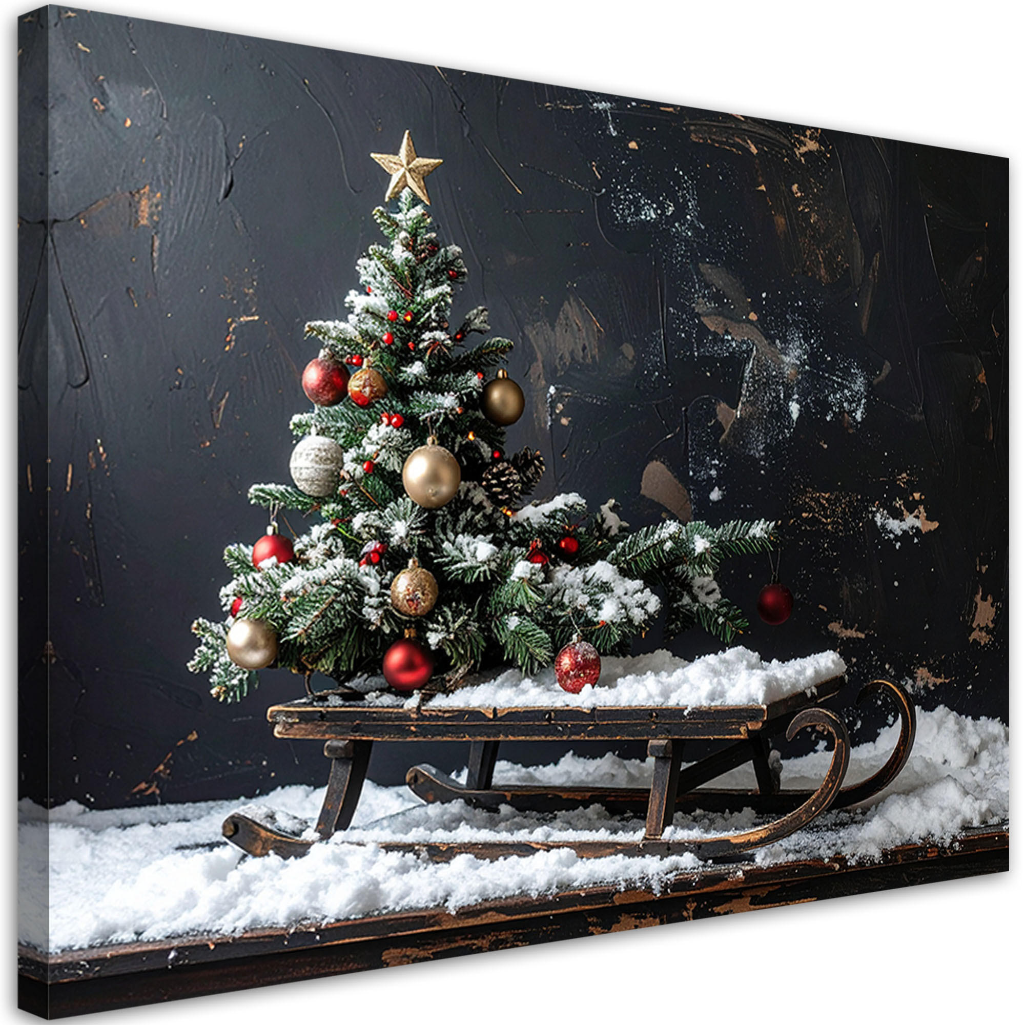 LEINWANDBILD Weihnachten 30x20cm - Schwarz, Textil (30/20cm) - Feeby