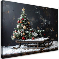 LEINWANDBILD Weihnachten 30x20cm - Schwarz, Textil (30/20cm) - Feeby