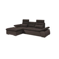 ECKSOFA mit Schlaffunktion und verstellbaren Armlehnen - Chromfarben/Dunkelbraun, Kunststoff/Textil (268/170cm) - ed exciting design