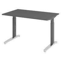 SCHREIBTISCH Serie-XB 80/120/74 cm in Graphitfarben/Graphitfarben/Alu poliert - Graphitfarben, Holzwerkstoff (80/120/74cm) - bümö
