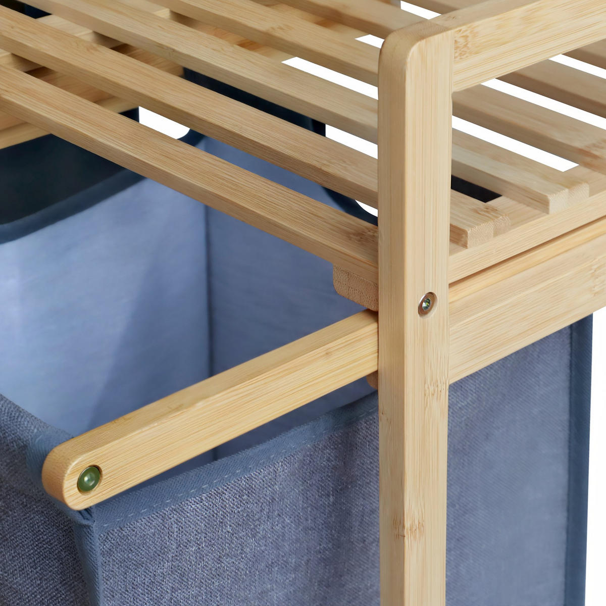 WÄSCHEBOX Halle 2 Fächer je 33 Liter 64x33x73cm Holz Natura Wäschesammler - Naturfarben, Holz (64/73/33cm) - DELUKE