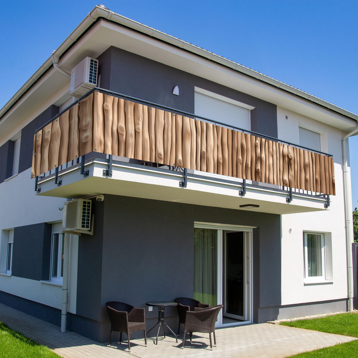 BALKON-SICHTSCHUTZ Holz - Stiel - Hellbraun - Ahornfarben, Kunststoff (500/80cm) - MuchoWow
