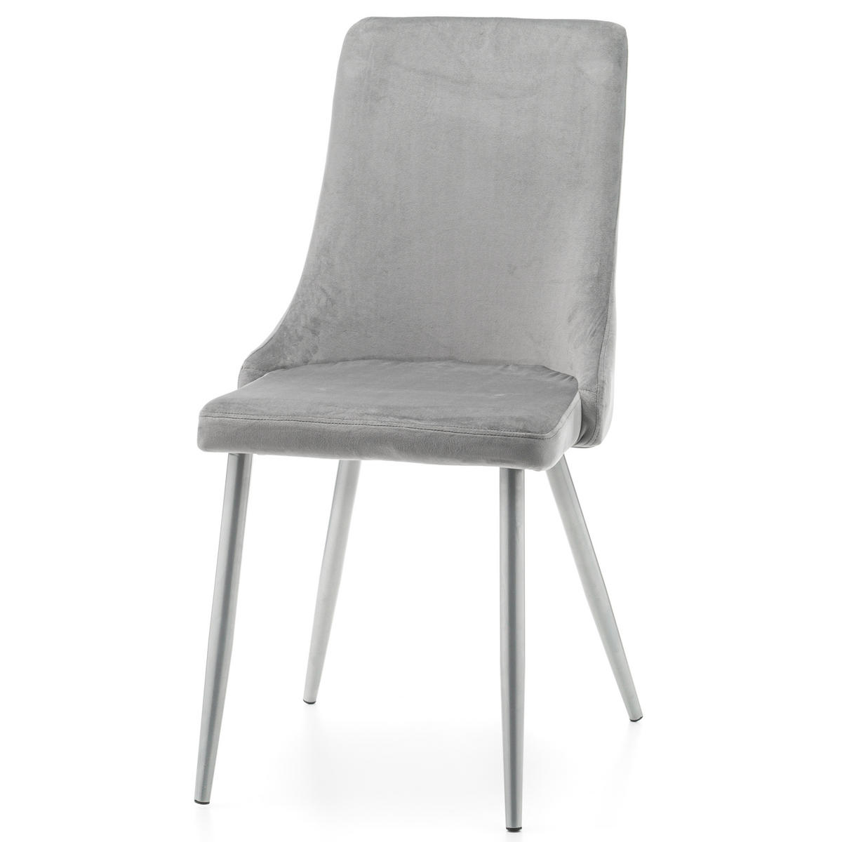 STUHL UNO gepolstert - hellgrau - Samt Velours - Silberfarben/Hellgrau, Textil/Metall (48/95/57cm) - NEW HOME