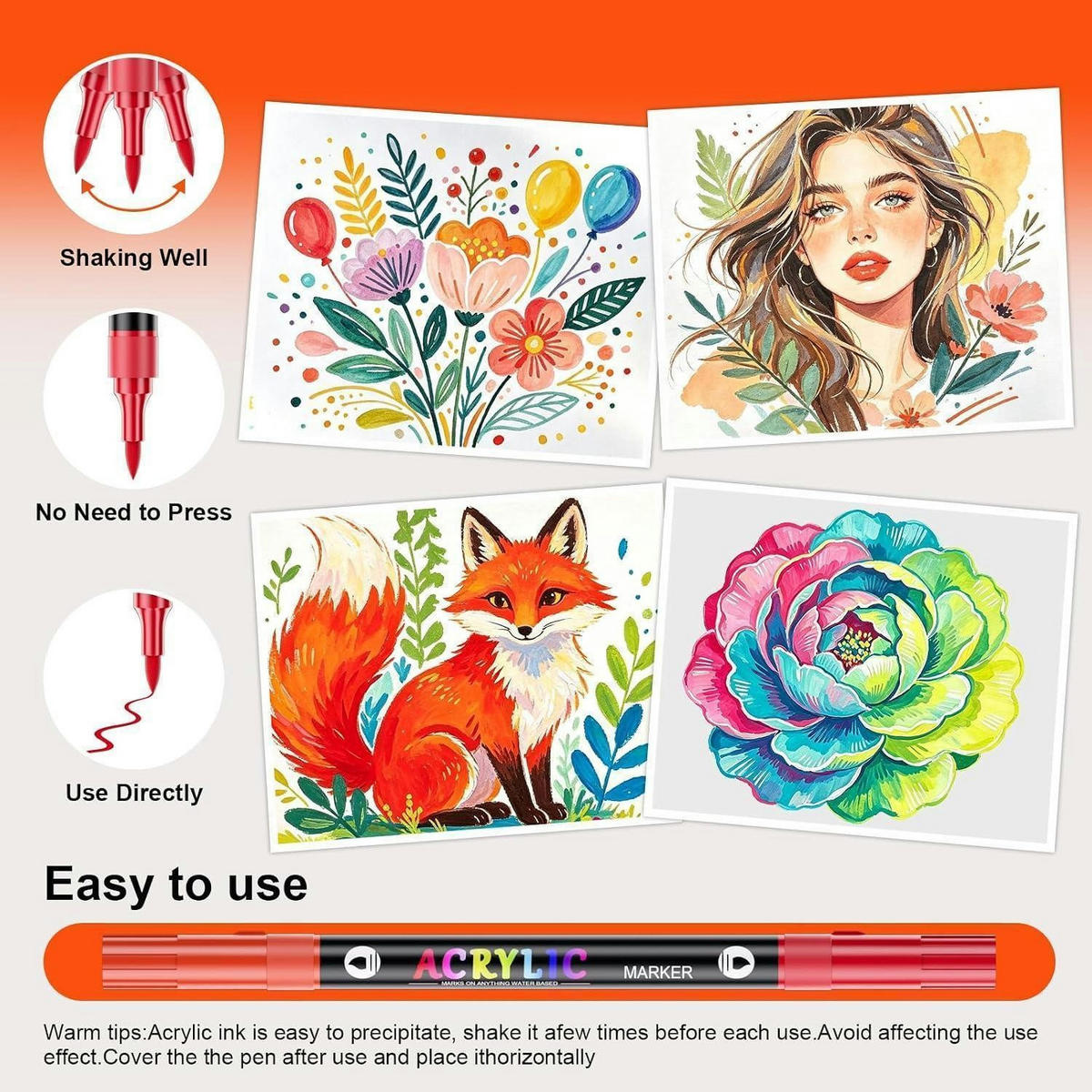 ACRYLSTIFTE Set 72er Pack Dual Tip 144 Farben 1-5 mm Pinselspitze - Multicolor, Kunststoff (1/1/15cm)