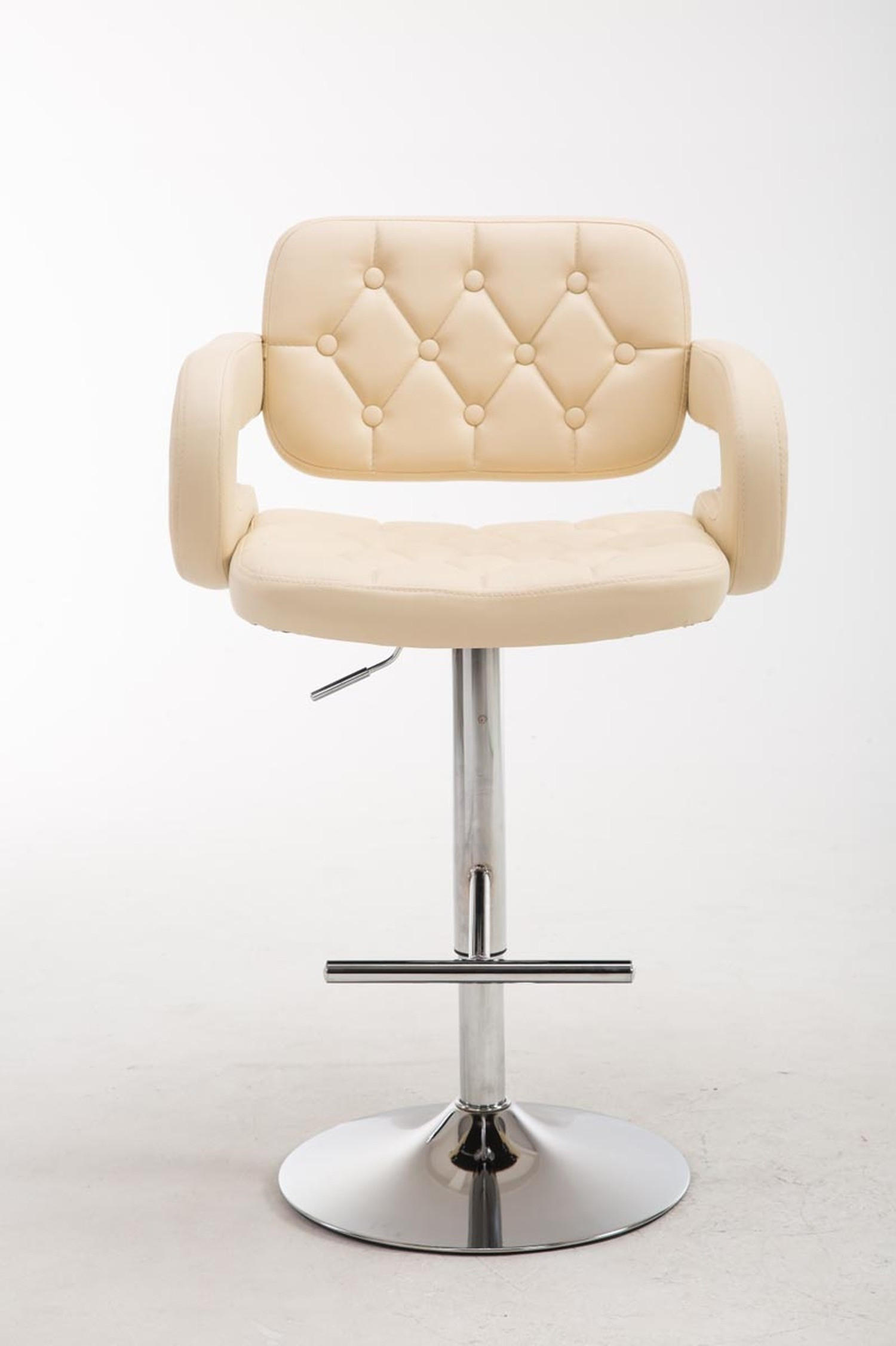 BARHOCKER Dubai, Gestell Metall in Chromoptik, Kunstleder Creme - Chromfarben/Creme, Kunststoff/Textil (52/100/55cm) - TPFLiving