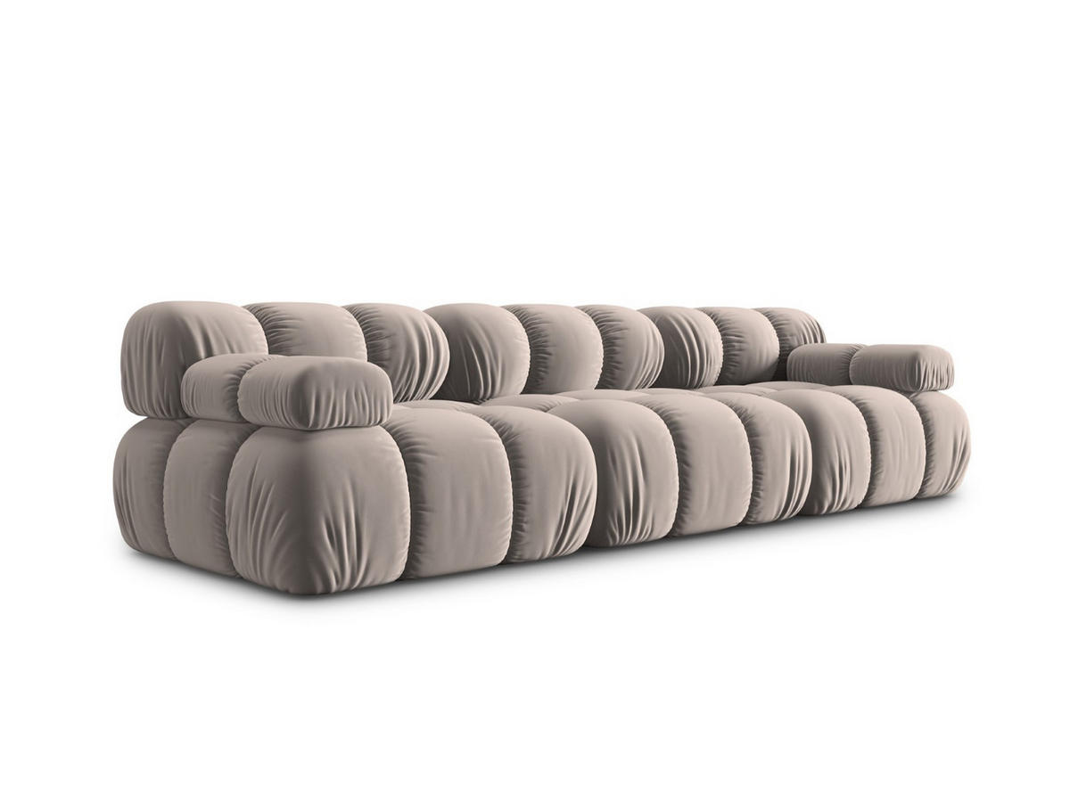 MODULARES-SOFA Bellis aus Samt beige 3 Sitzplätze - Beige, Textil (94/63/282cm) - Micadoni
