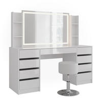 SCHMINKTISCH Sherry Weiß/Weiß Hochglanz 158.2 cm 5 Teile - Weiß Hochglanz, Holzwerkstoff (158.2/76/50.1cm) - Vicco