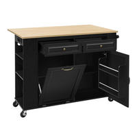 KÜCHENINSEL mit Klappplatte 120 cm Schwarz/Natur MDF - Schwarz, Holz (70/92/120cm) - Beauniv