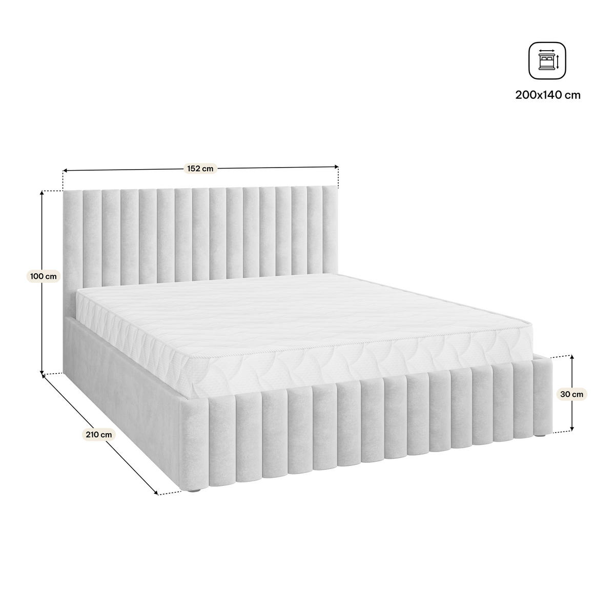 POLSTERBETT CARMIA 140x200 cm mit Bettkästen - Beige - Beige, Holz (140/200cm) - MASSENO