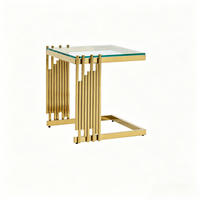 BEISTELLTISCH 2er-Set quadratisch Glas Goldfarben - Klar, Glas (41/41/46cm) - Meubliv