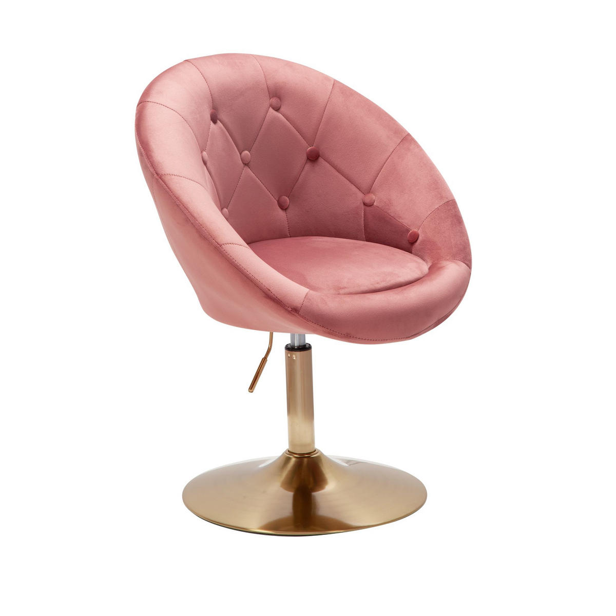 LOUNGESESSEL Chesterfield-Stil mit Samtbezug und 360° Drehfunktion, Rosa 67x62x100 cm - Pink/Goldfarben, Textil/Metall (67/100/62cm) - KADIMA DESIGN