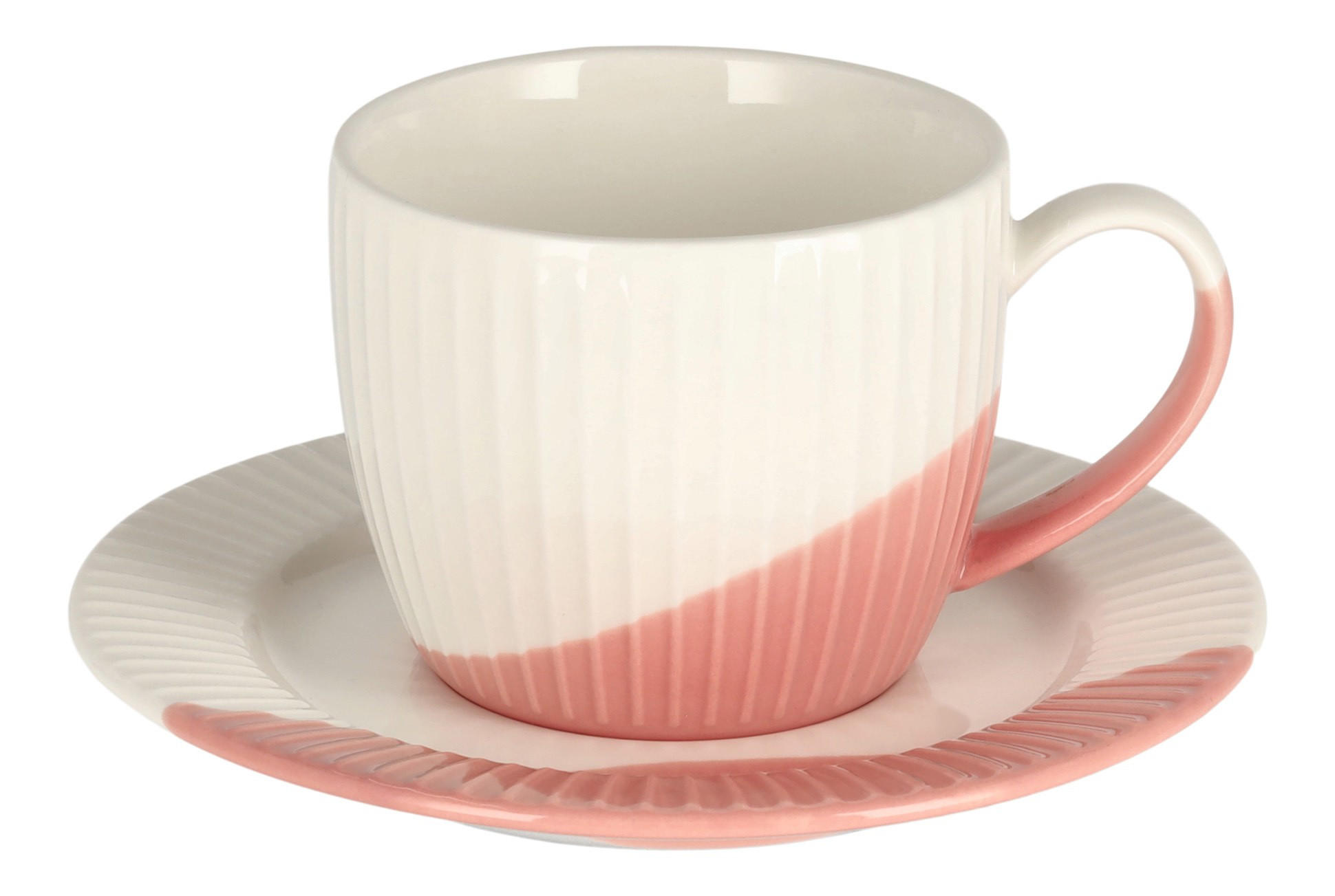 TASSE MIT UNTERTASSE Linios - Rosa, Keramik (0.22L) - home&you