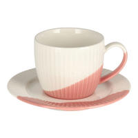 TASSE MIT UNTERTASSE Linios - Rosa, Keramik (0.22L) - home&you
