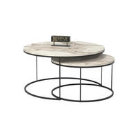COUCHTISCH-SET 2 TLG. Trevano - Schwarz/Weiß, Holzwerkstoff/Metall (70/70/51cm) - [en.casa]