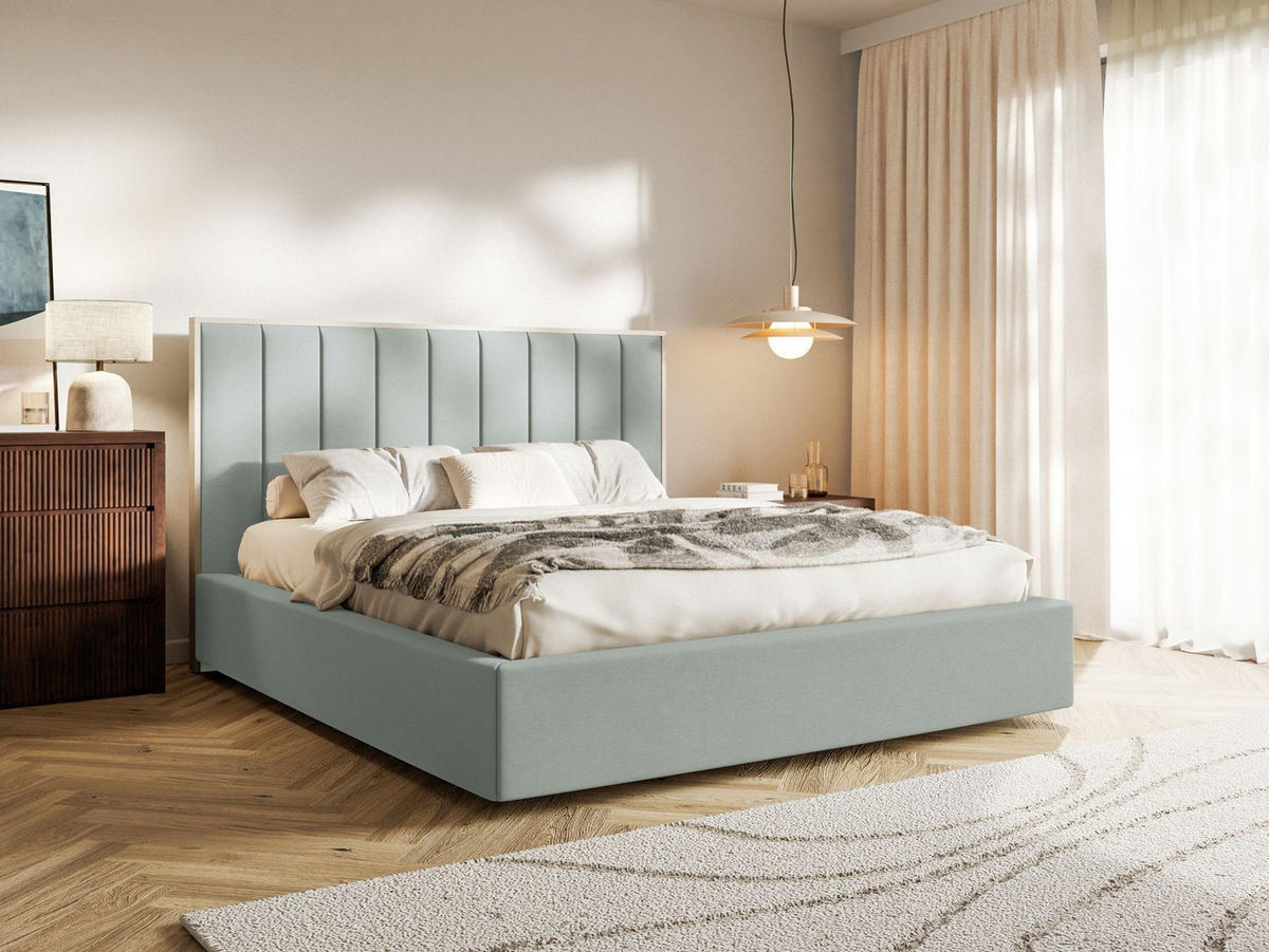 POLSTERBETT Togents Salbeigrün mit Veloursbezug und Bettkasten, 180x200 cm - Hellgrün, Textil (180/200cm) - Selsey