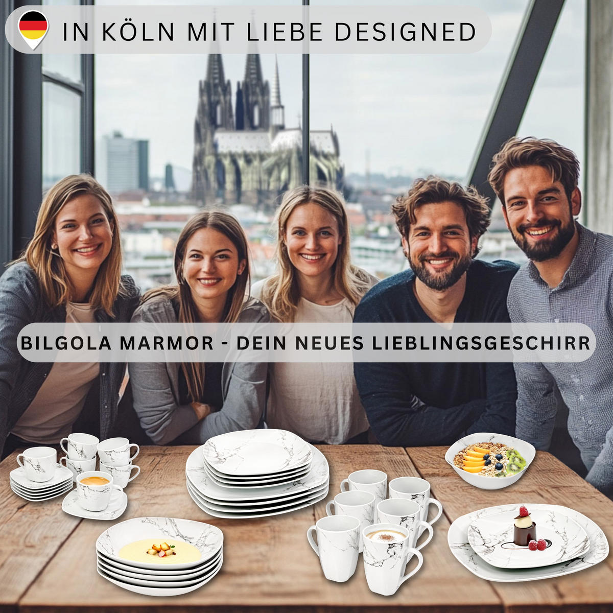 MÜSLISCHALEN BILGOLA MARMOR DESIGN - 6 teilig aus Porzellan - Weiß, Keramik (15cm) - Sänger