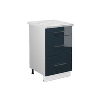 SCHUBLADENUNTERSCHRANK Fame-Line Dunkelblau Hochglanz 50 cm, AP Marmor - Weiß/Dunkelblau, Holzwerkstoff (50/82/60cm) - Vicco
