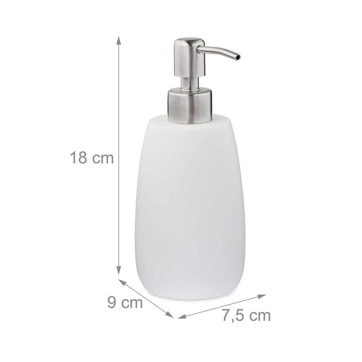 SEIFENSPENDER - Weiß, Kunststoff/Metall (7.5/18/9cm) - Relaxdays