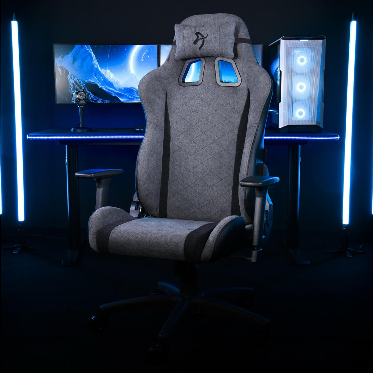 GAMINGSTUHL Avanti Soft Fabric™ Esche - Schwarz/Grau, Kunststoff/Textil (70/135/47cm) - Arozzi