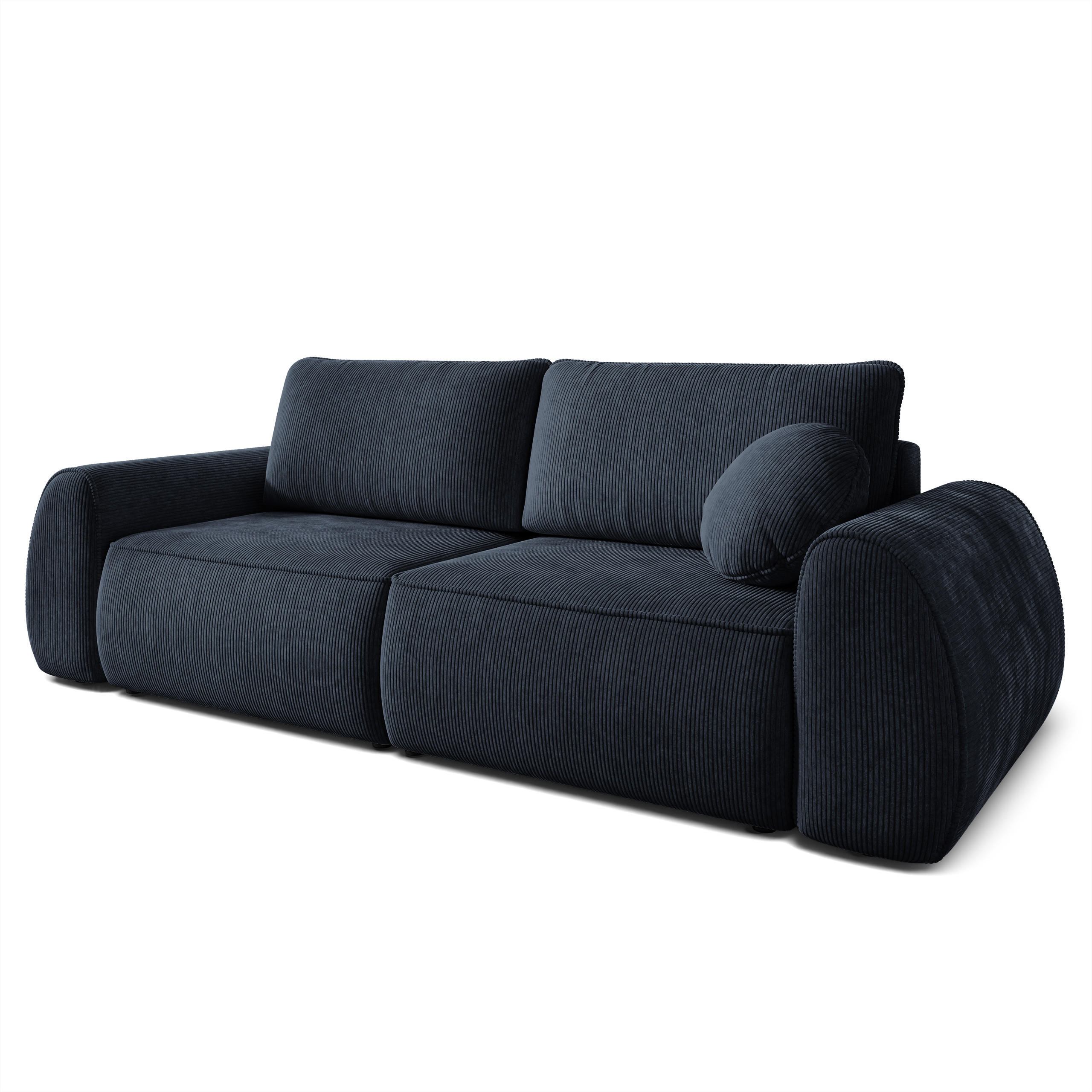 BETTSOFA ZEFEO Schwarz Kordstoff mit Schlaffunktion - Schwarz, Textil (264/96/106cm) - MASSENO